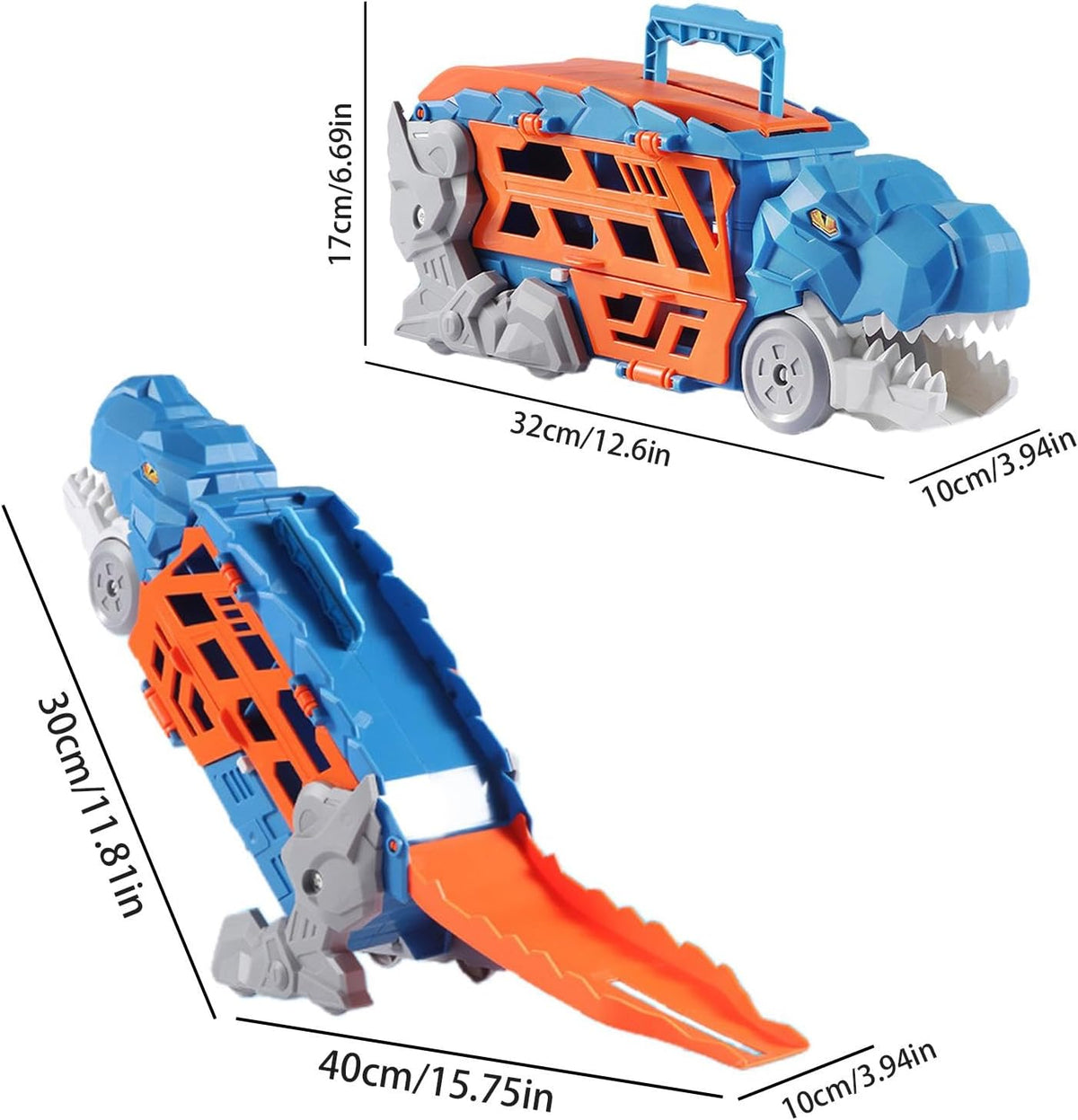 Dinosaur Truck Blue: Sliding Car Launcher & Transport Carrier Toy