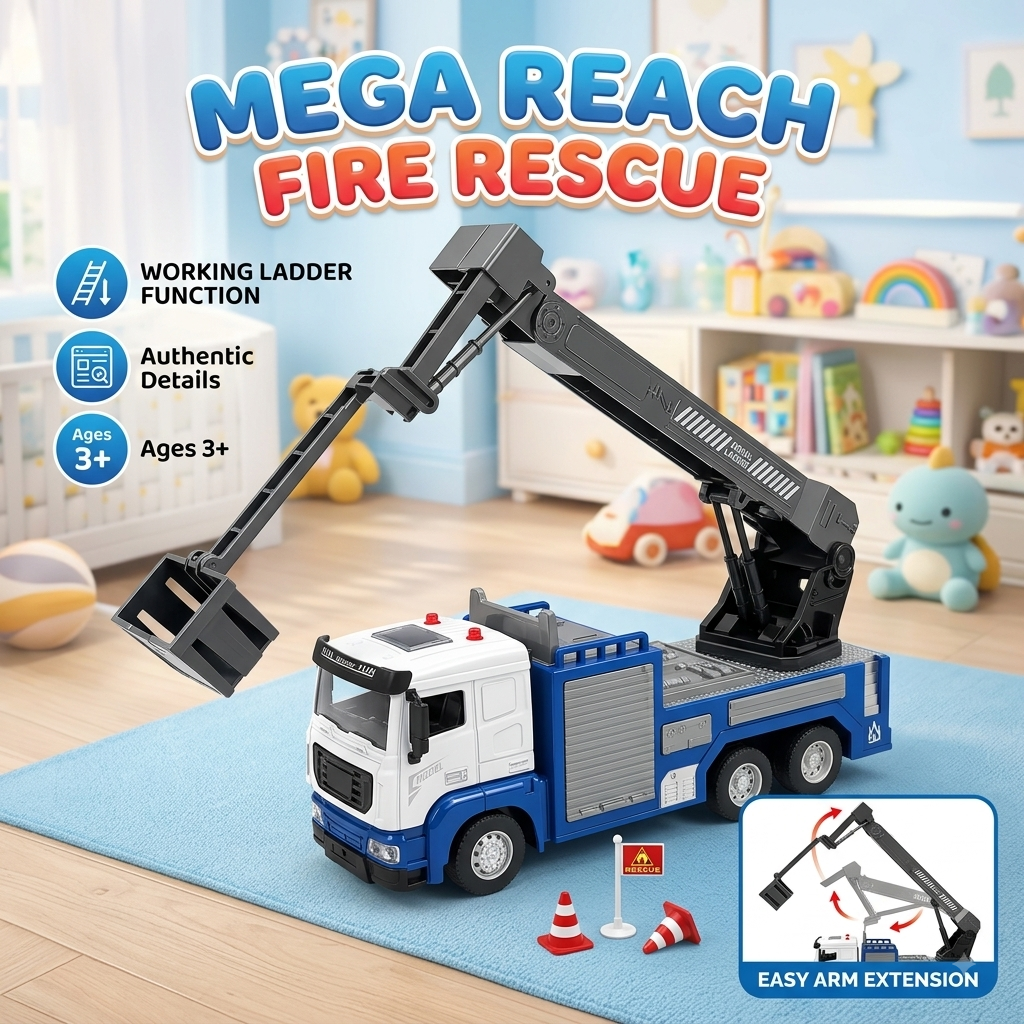 Die-Cast Aerial Ladder Crane Truck Model Toy