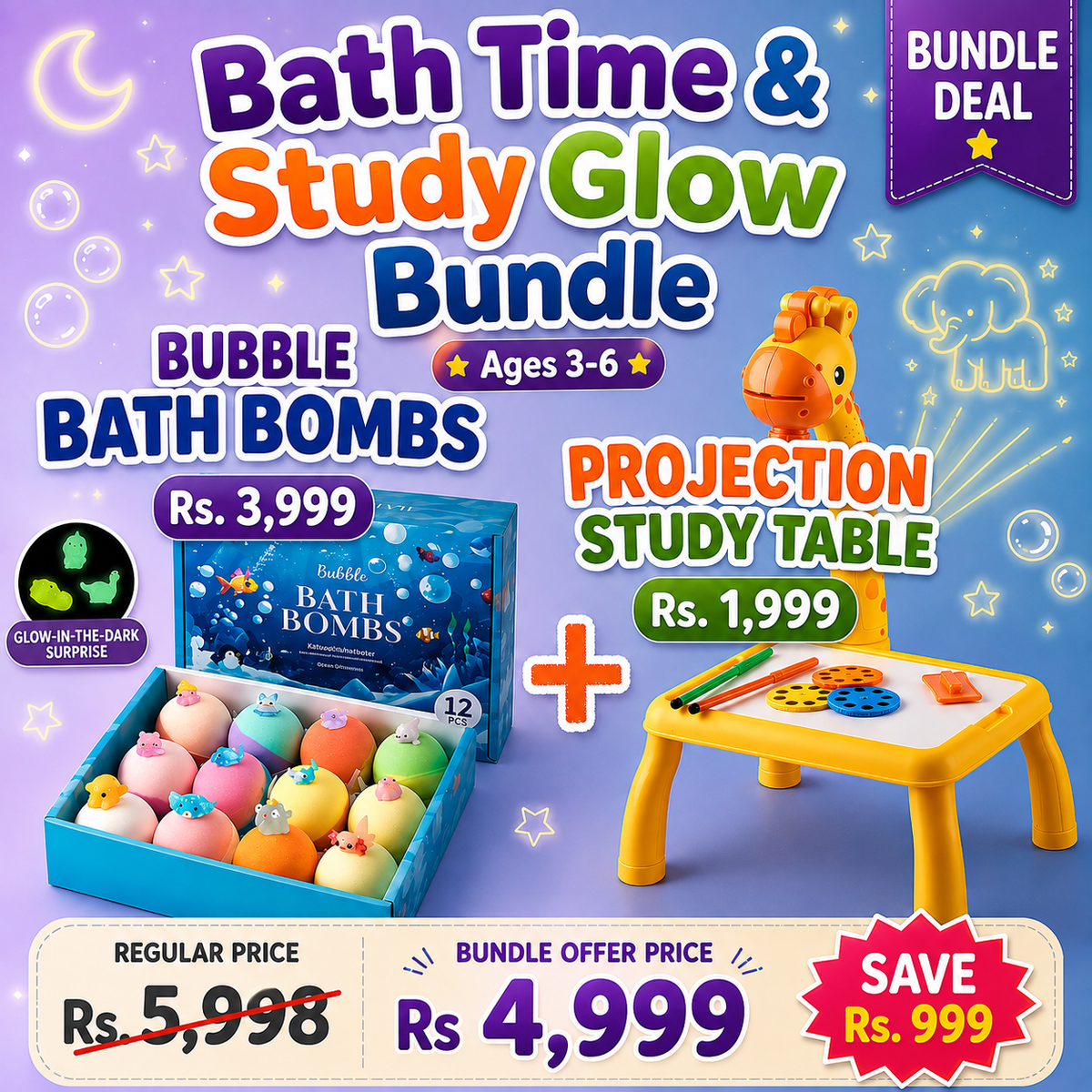Bath Time & Study Glow Bundle